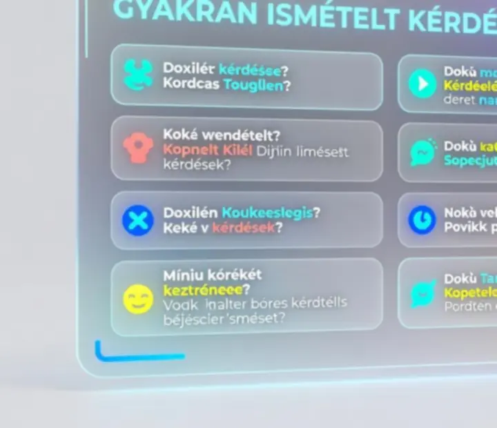 Futurikus sci-fi stílusú illusztráció GYIK kártyákkal