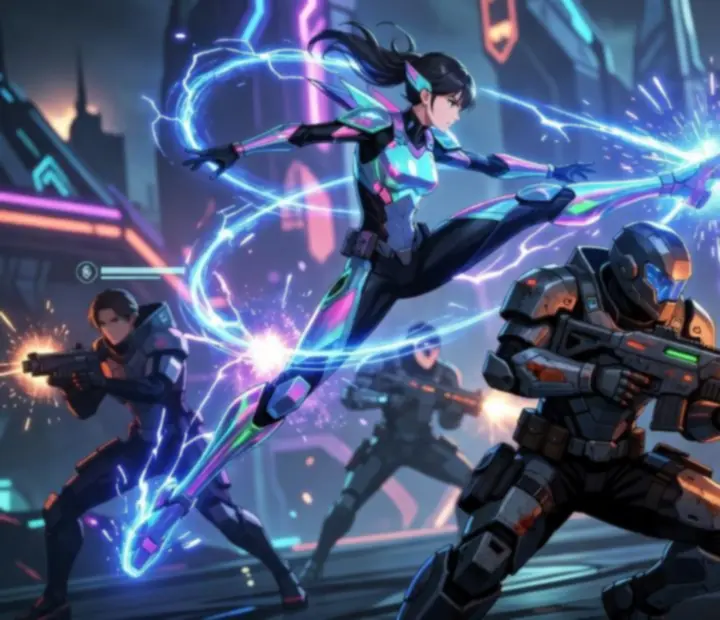 Arknights: Endfield harcjelenet és operátor csapat akció közben